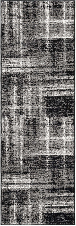 Black 2' 7 x 8' Laguna Runner Area Rug 100% Polypropylene Modern Contemporary Carpet for Bedrooms, Living Room, Dining, Office for Sale at Rug Engine