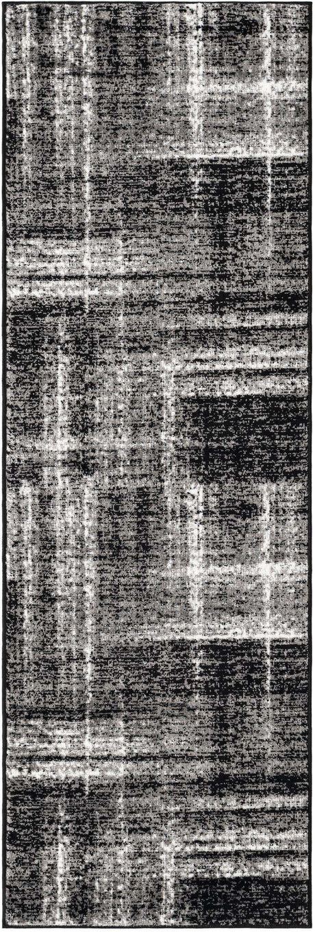 Black 2' 7 x 8' Laguna Runner Area Rug 100% Polypropylene Modern Contemporary Carpet for Bedrooms, Living Room, Dining, Office for Sale at Rug Engine