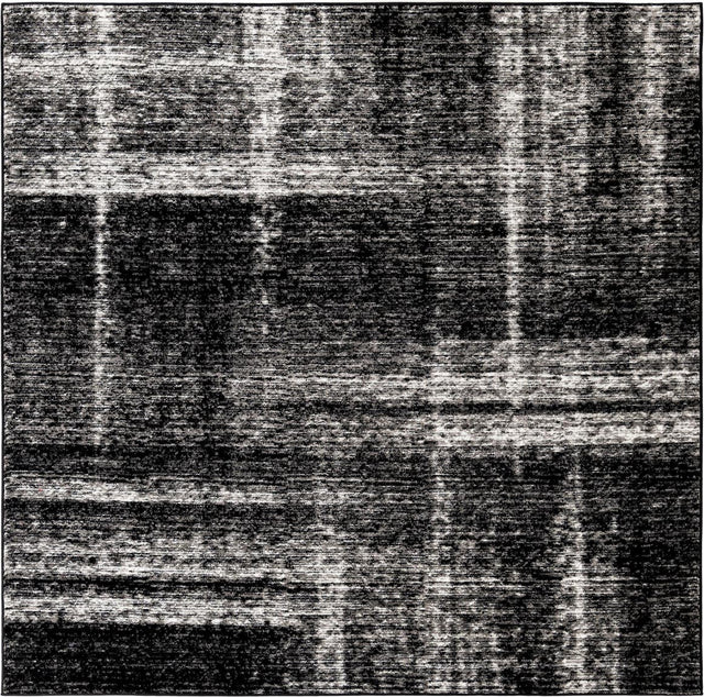 Black 7' 10 x 7' 10 Laguna Square Area Rug 100% Polypropylene Modern Contemporary Carpet for Bedrooms, Living Room, Dining, Office for Sale at Rug Engine