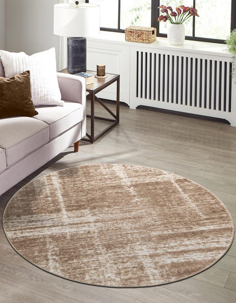 Beige 7' 10 x 7' 10 Laguna Round Area Rug 100% Polypropylene Modern Contemporary Carpet for Bedrooms, Living Room, Dining, Office for Sale at Rug Engine