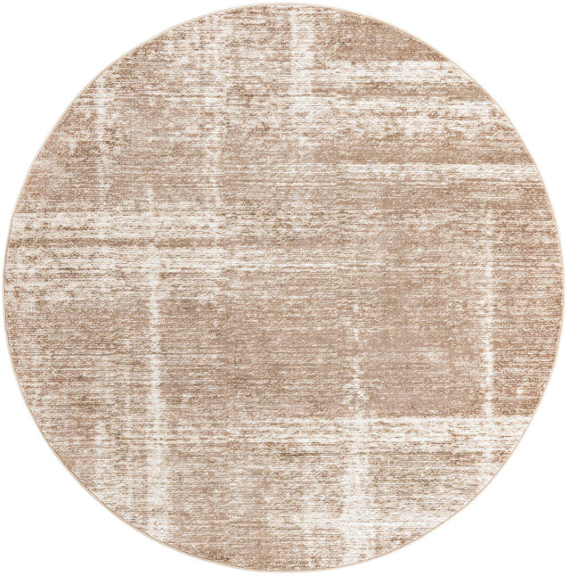 Beige 7' 10 x 7' 10 Laguna Round Area Rug 100% Polypropylene Modern Contemporary Carpet for Bedrooms, Living Room, Dining, Office for Sale at Rug Engine