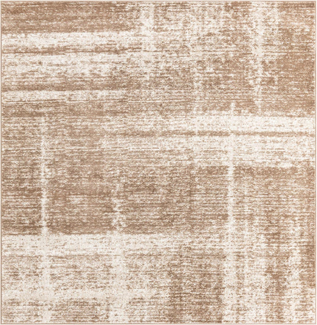 Beige 7' 10 x 7' 10 Laguna Square Area Rug 100% Polypropylene Modern Contemporary Carpet for Bedrooms, Living Room, Dining, Office for Sale at Rug Engine