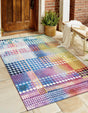 Multicolor 9' x 12' Outdoor Modern Rectangle Area Rug Weather Resistant for Patio, Deck, Terrace, Balcony, Porch 100% Polypropylene Modern Outside Carpet for Sale at Rug Engine