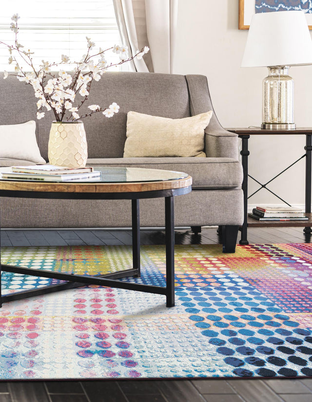 Multicolor 4' 1 x 6' 1 Outdoor Modern Rectangle Area Rug Weather Resistant for Patio, Deck, Terrace, Balcony, Porch 100% Polypropylene Modern Outside Carpet for Sale at Rug Engine