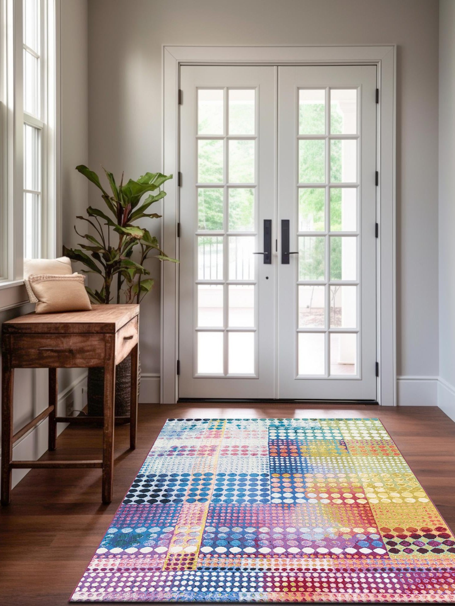 Multicolor 4' 1 x 6' 1 Outdoor Modern Rectangle Area Rug Weather Resistant for Patio, Deck, Terrace, Balcony, Porch 100% Polypropylene Modern Outside Carpet for Sale at Rug Engine