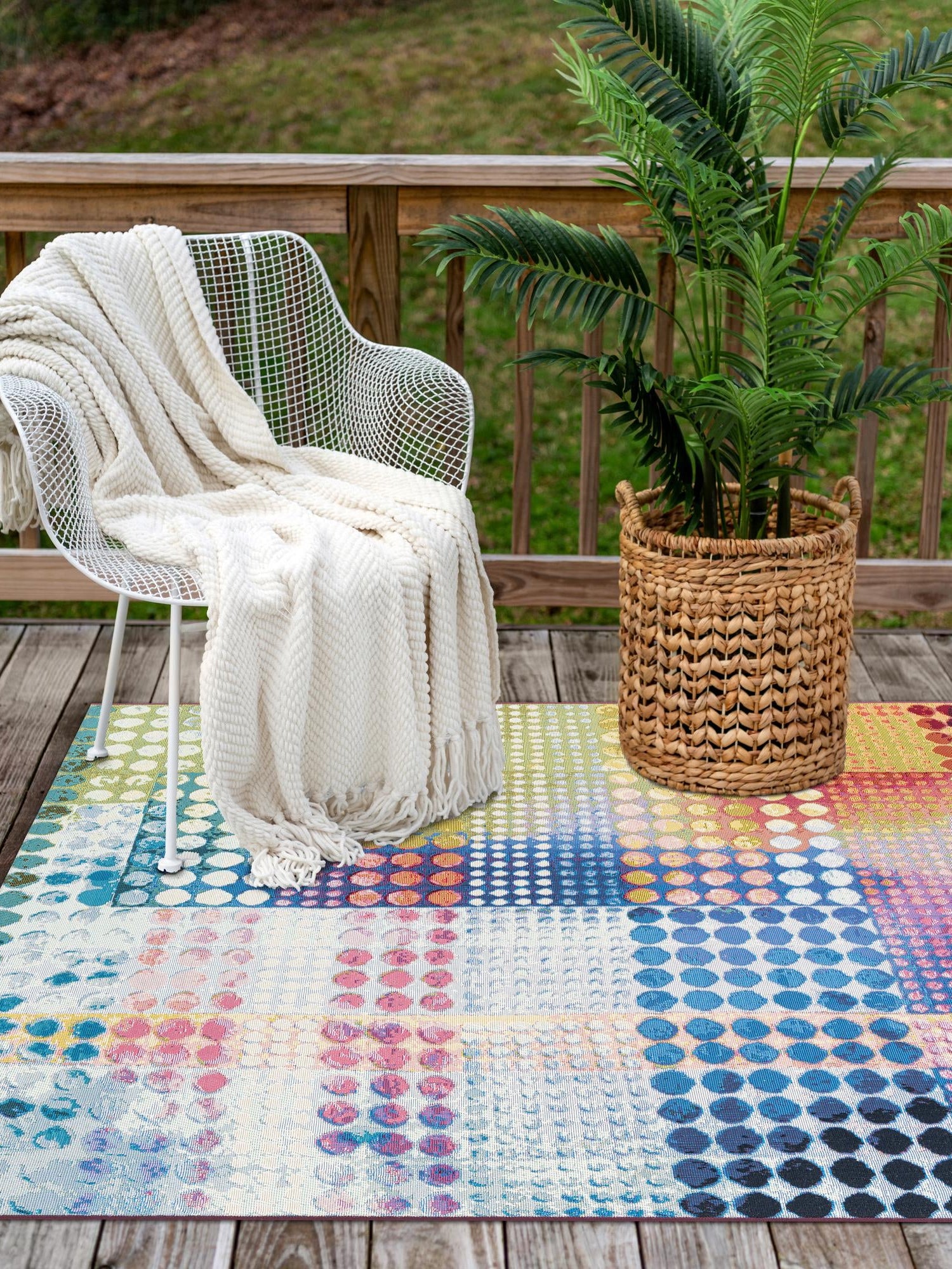 Multicolor 2' x 3' 1 Outdoor Modern Rectangle Area Rug Weather Resistant for Patio, Deck, Terrace, Balcony, Porch 100% Polypropylene Modern Outside Carpet for Sale at Rug Engine