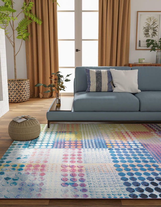 Multicolor 9' x 12' Outdoor Modern Rectangle Area Rug Weather Resistant for Patio, Deck, Terrace, Balcony, Porch 100% Polypropylene Modern Outside Carpet for Sale at Rug Engine