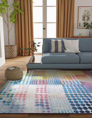 Multicolor 8' x 10' Outdoor Modern Rectangle Area Rug Weather Resistant for Patio, Deck, Terrace, Balcony, Porch 100% Polypropylene Modern Outside Carpet for Sale at Rug Engine