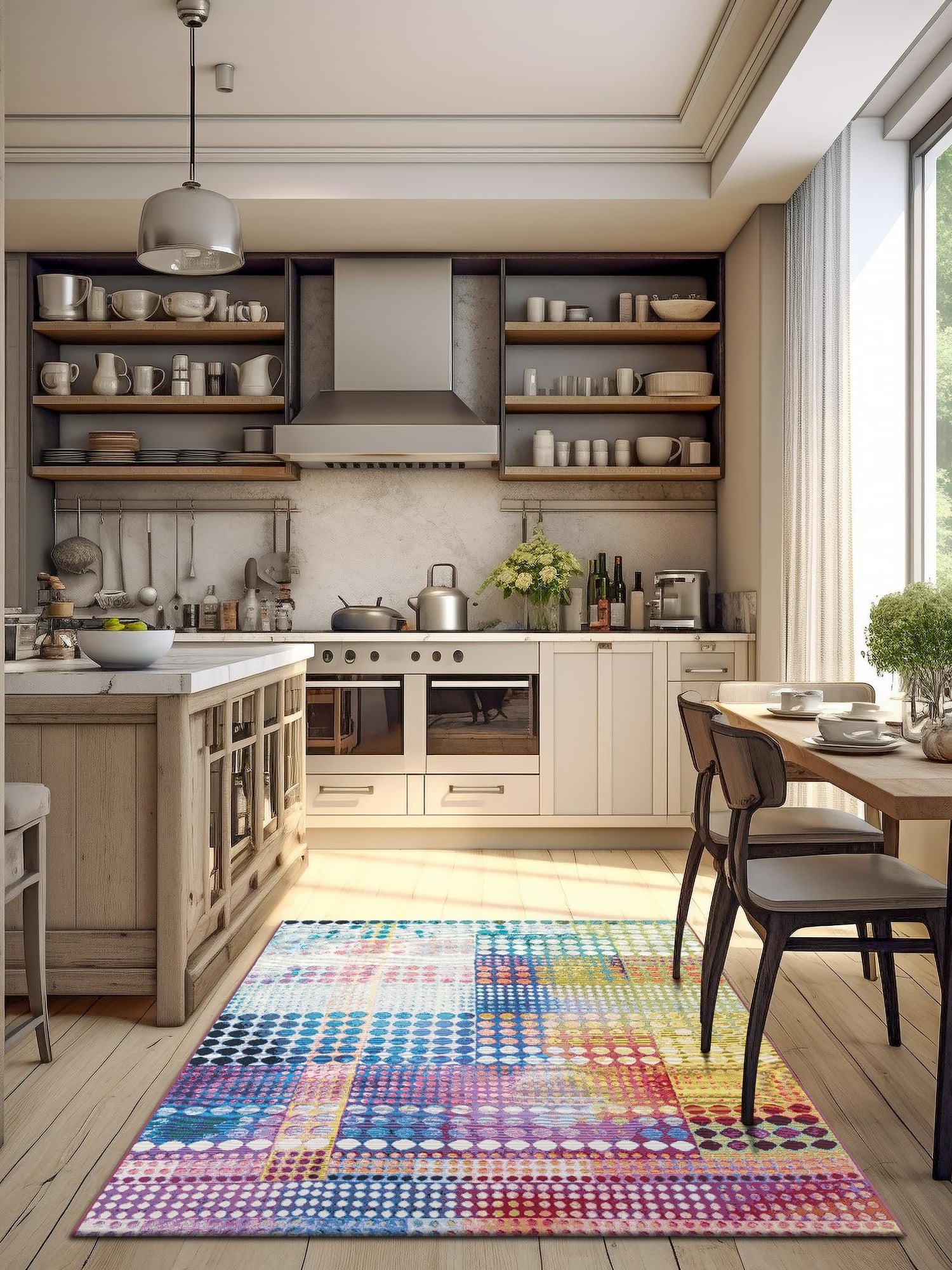Multicolor 8' x 10' Outdoor Modern Rectangle Area Rug Weather Resistant for Patio, Deck, Terrace, Balcony, Porch 100% Polypropylene Modern Outside Carpet for Sale at Rug Engine