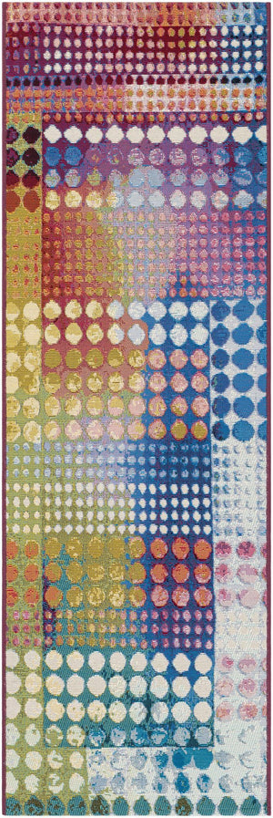 Multicolor 2' x 6' 1 Outdoor Modern Runner Area Rug Weather Resistant for Patio, Deck, Terrace, Balcony, Porch 100% Polypropylene Modern Outside Carpet for Sale at Rug Engine