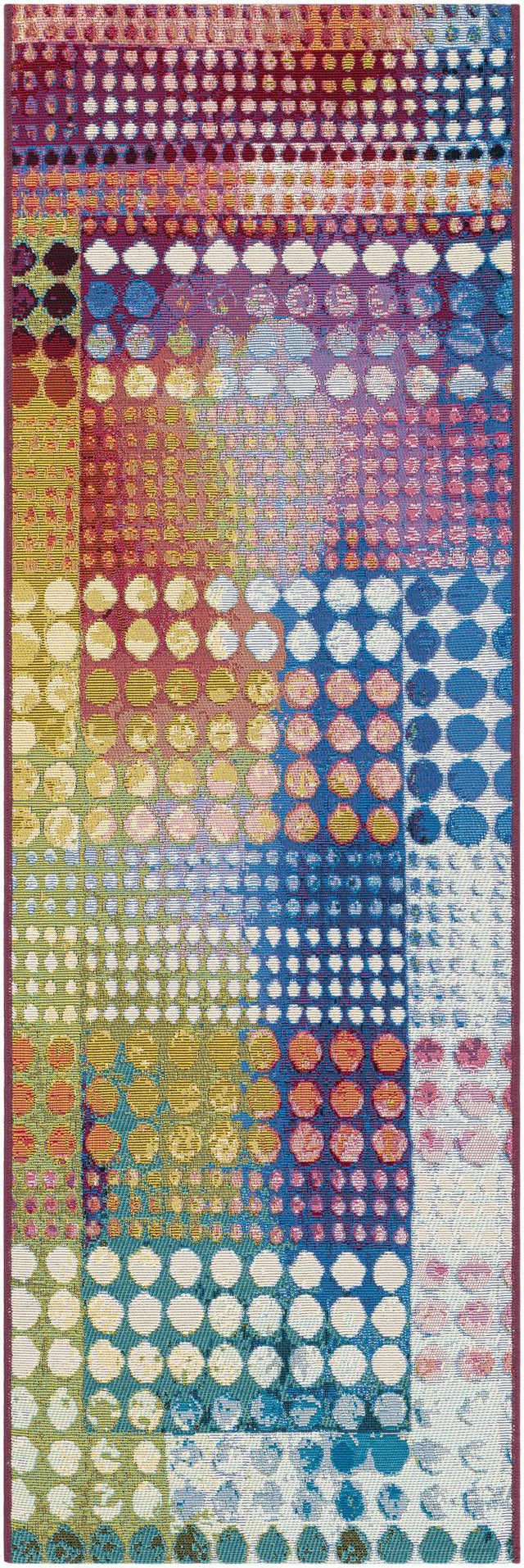 Multicolor 2' x 6' 1 Outdoor Modern Runner Area Rug Weather Resistant for Patio, Deck, Terrace, Balcony, Porch 100% Polypropylene Modern Outside Carpet for Sale at Rug Engine