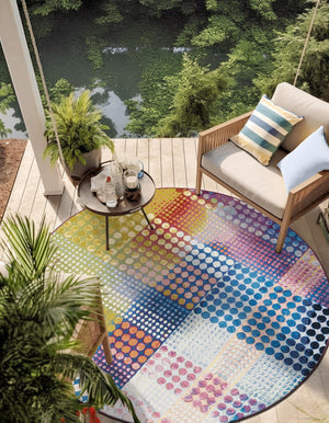 Multicolor 3' 1 x 3' 1 Outdoor Modern Round Rug