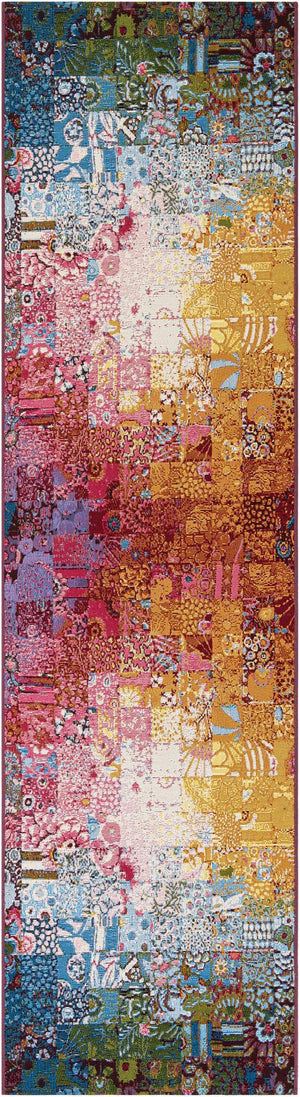 Multicolor 2' 7 x 10' Outdoor Modern Runner Area Rug Weather Resistant for Patio, Deck, Terrace, Balcony, Porch 100% Polypropylene Modern Outside Carpet for Sale at Rug Engine