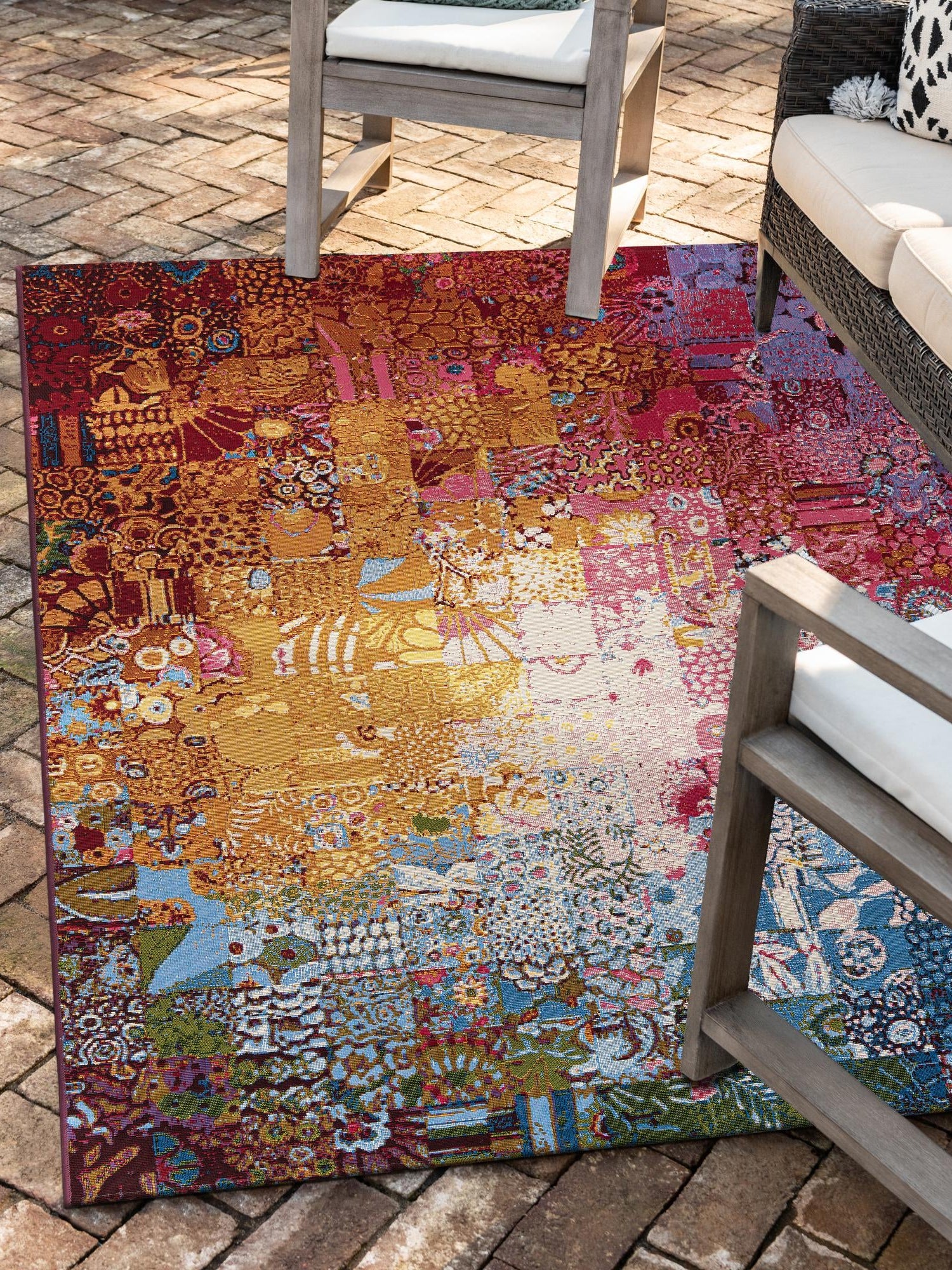 Multicolor 5' 1 x 7' 1 Outdoor Modern Rectangle Area Rug Weather Resistant for Patio, Deck, Terrace, Balcony, Porch 100% Polypropylene Modern Outside Carpet for Sale at Rug Engine