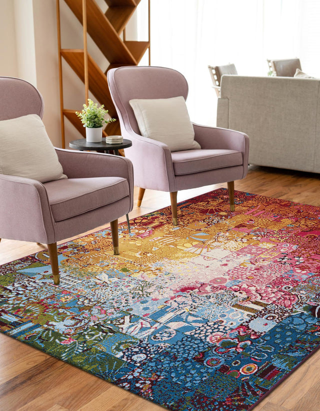 Multicolor 4' 1 x 6' 1 Outdoor Modern Rectangle Rug