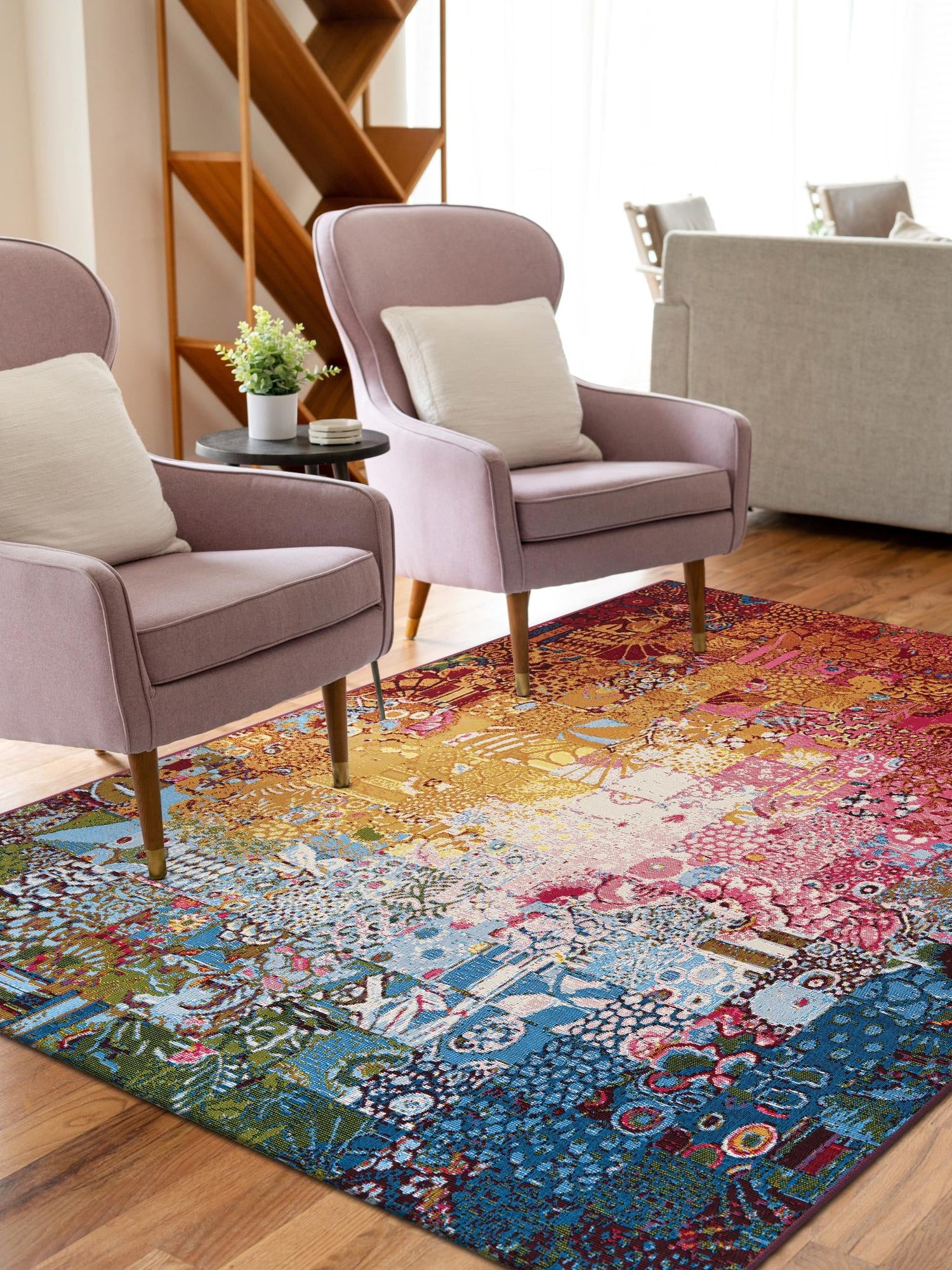 Multicolor 2' x 3' 1 Outdoor Modern Rectangle Area Rug Weather Resistant for Patio, Deck, Terrace, Balcony, Porch 100% Polypropylene Modern Outside Carpet for Sale at Rug Engine
