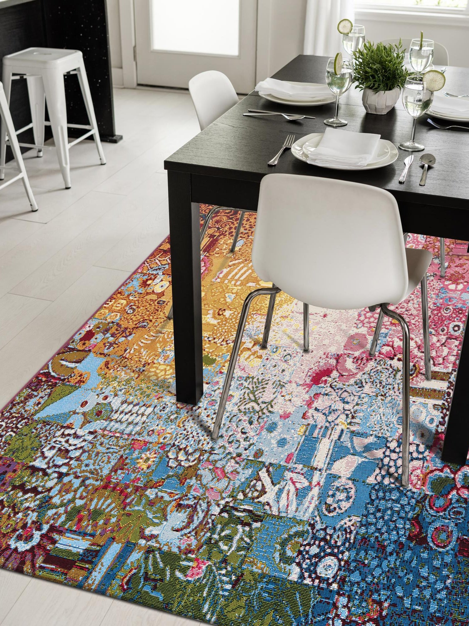 Multicolor 9' x 12' Outdoor Modern Rectangle Area Rug Weather Resistant for Patio, Deck, Terrace, Balcony, Porch 100% Polypropylene Modern Outside Carpet for Sale at Rug Engine
