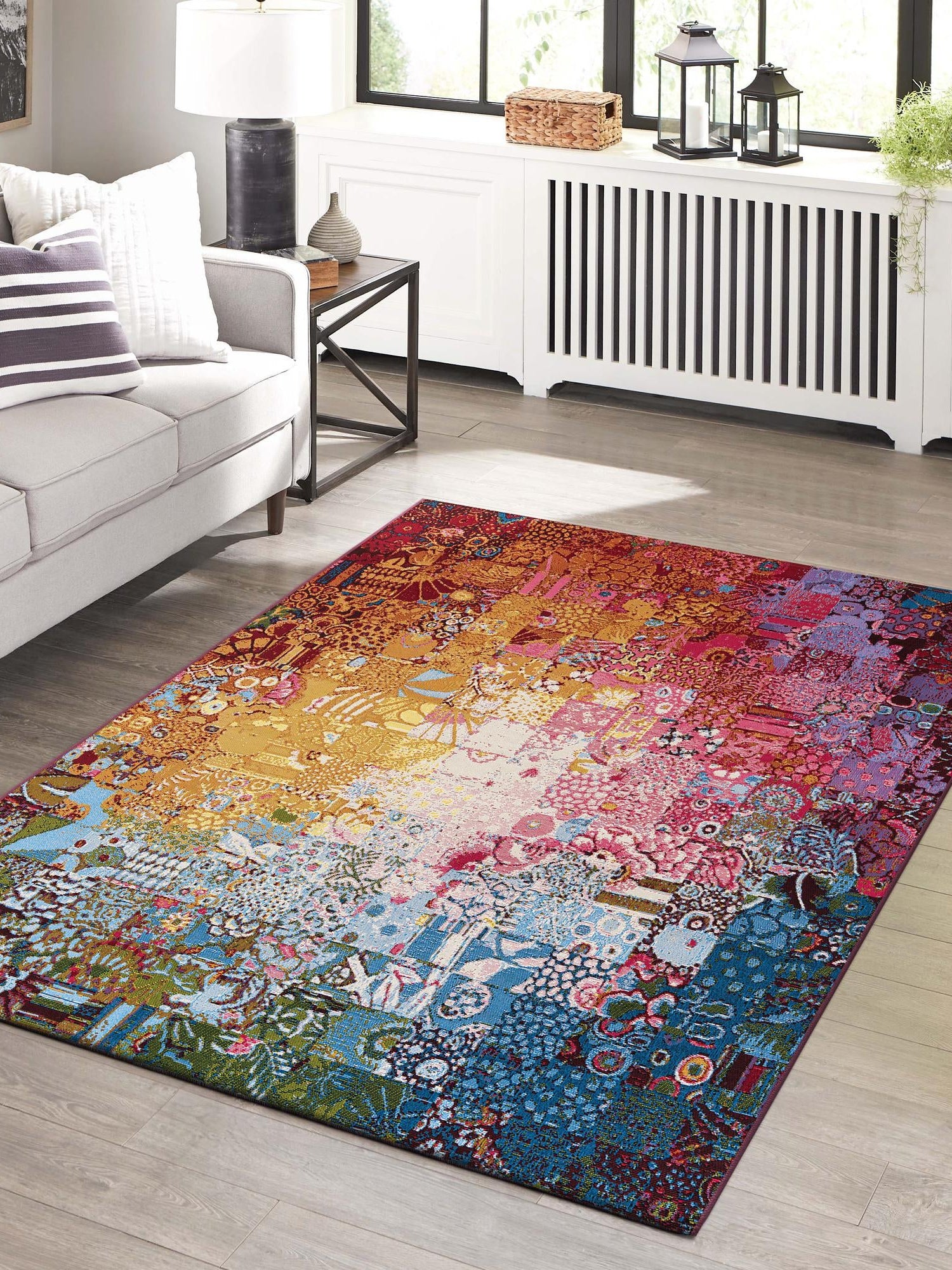 Multicolor 2' x 3' 1 Outdoor Modern Rectangle Area Rug Weather Resistant for Patio, Deck, Terrace, Balcony, Porch 100% Polypropylene Modern Outside Carpet for Sale at Rug Engine