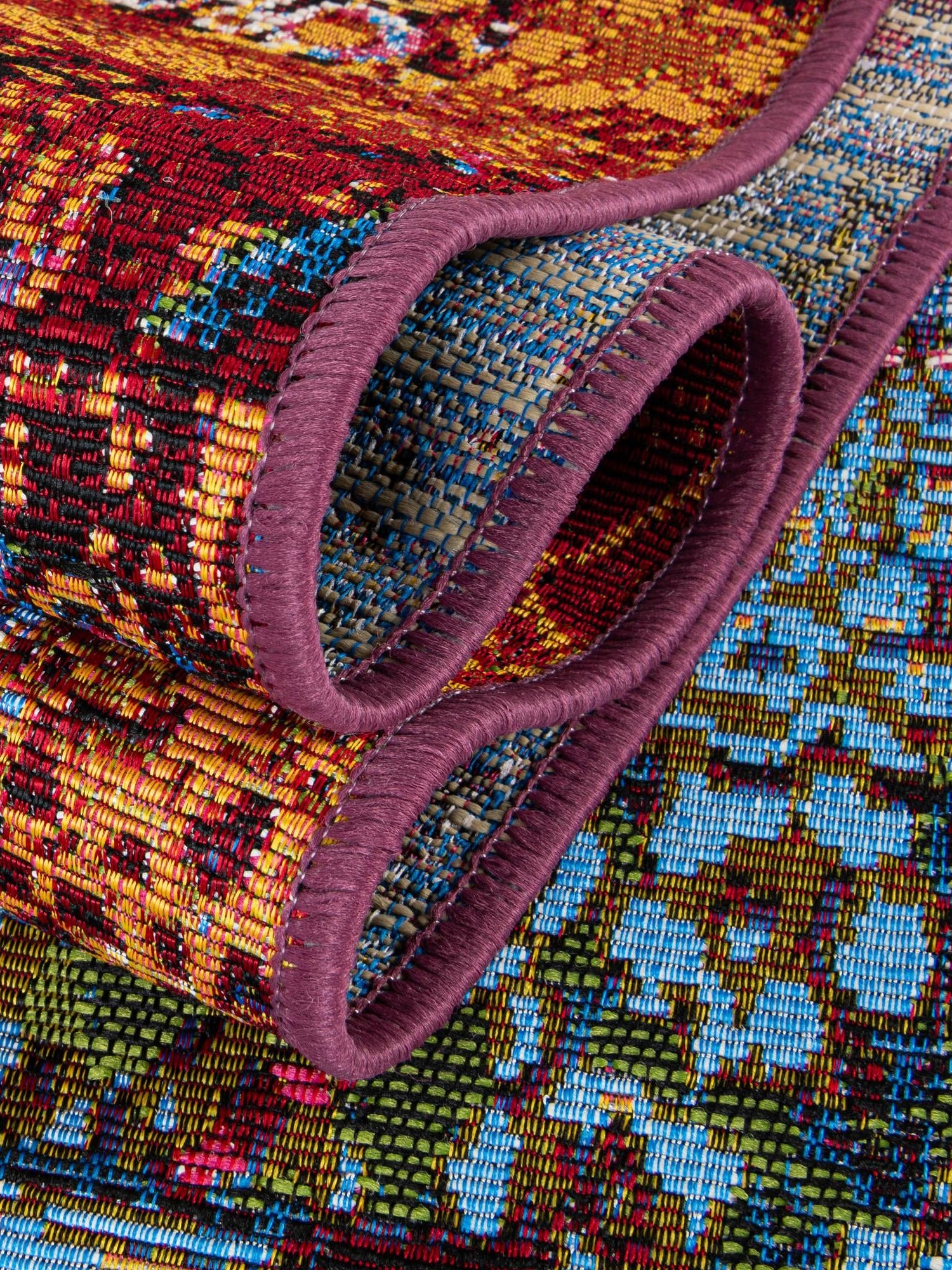 Multicolor 2' x 6' 1 Outdoor Modern Runner Area Rug Weather Resistant for Patio, Deck, Terrace, Balcony, Porch 100% Polypropylene Modern Outside Carpet for Sale at Rug Engine