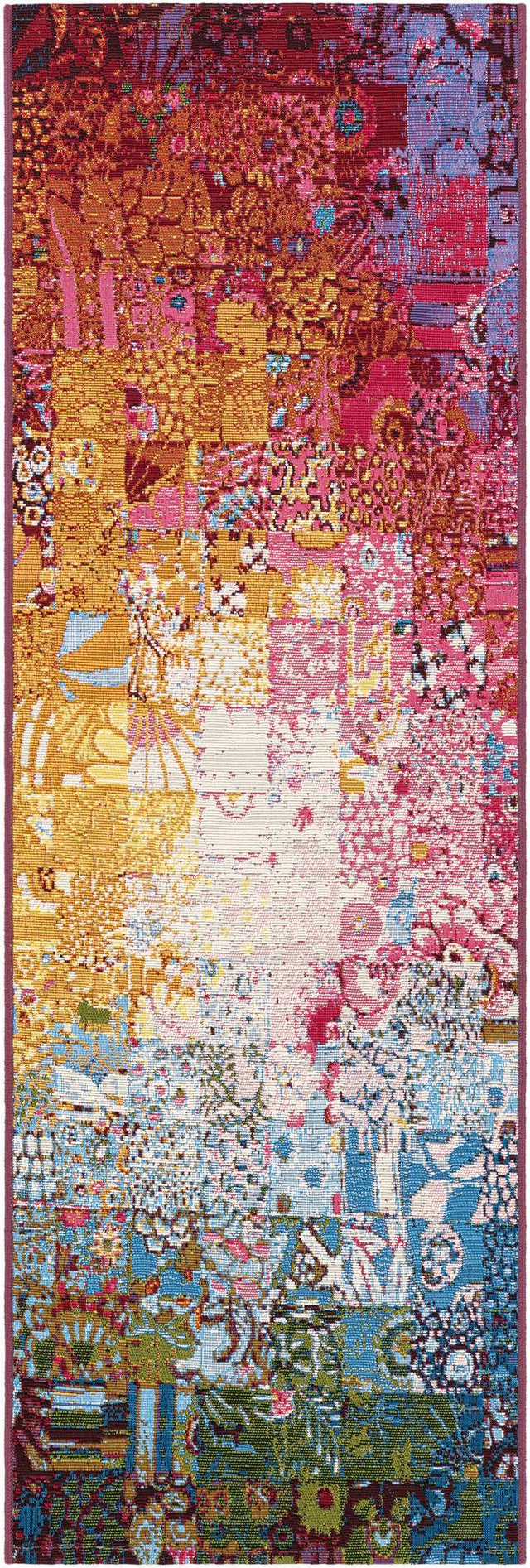 Multicolor 2' x 6' 1 Outdoor Modern Runner Rug