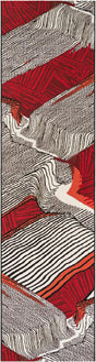 Red and Black 3' x 10' Outdoor Modern Runner Rug