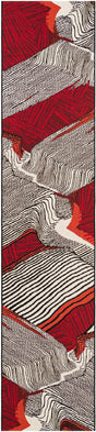 Red and Black 3' x 12' Outdoor Modern Runner Rug