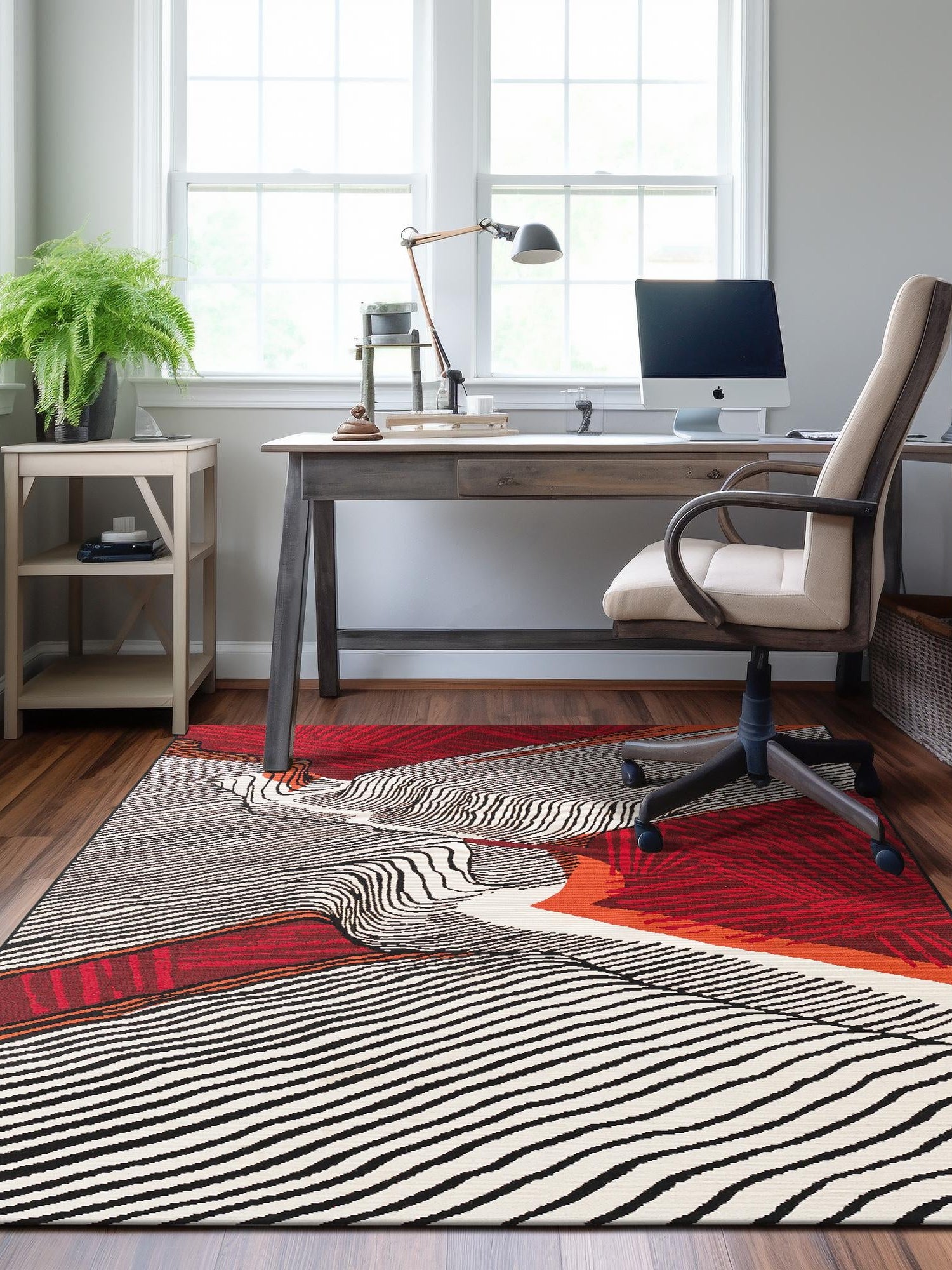 Red and Black 8' x 10' Outdoor Modern Rectangle Area Rug Weather Resistant for Patio, Deck, Terrace, Balcony, Porch 100% Polypropylene Modern Outside Carpet for Sale at Rug Engine