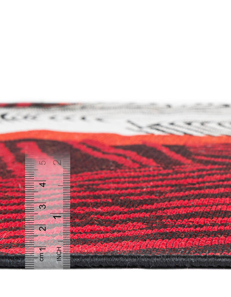Red and Black 3' x 12' Outdoor Modern Runner Rug