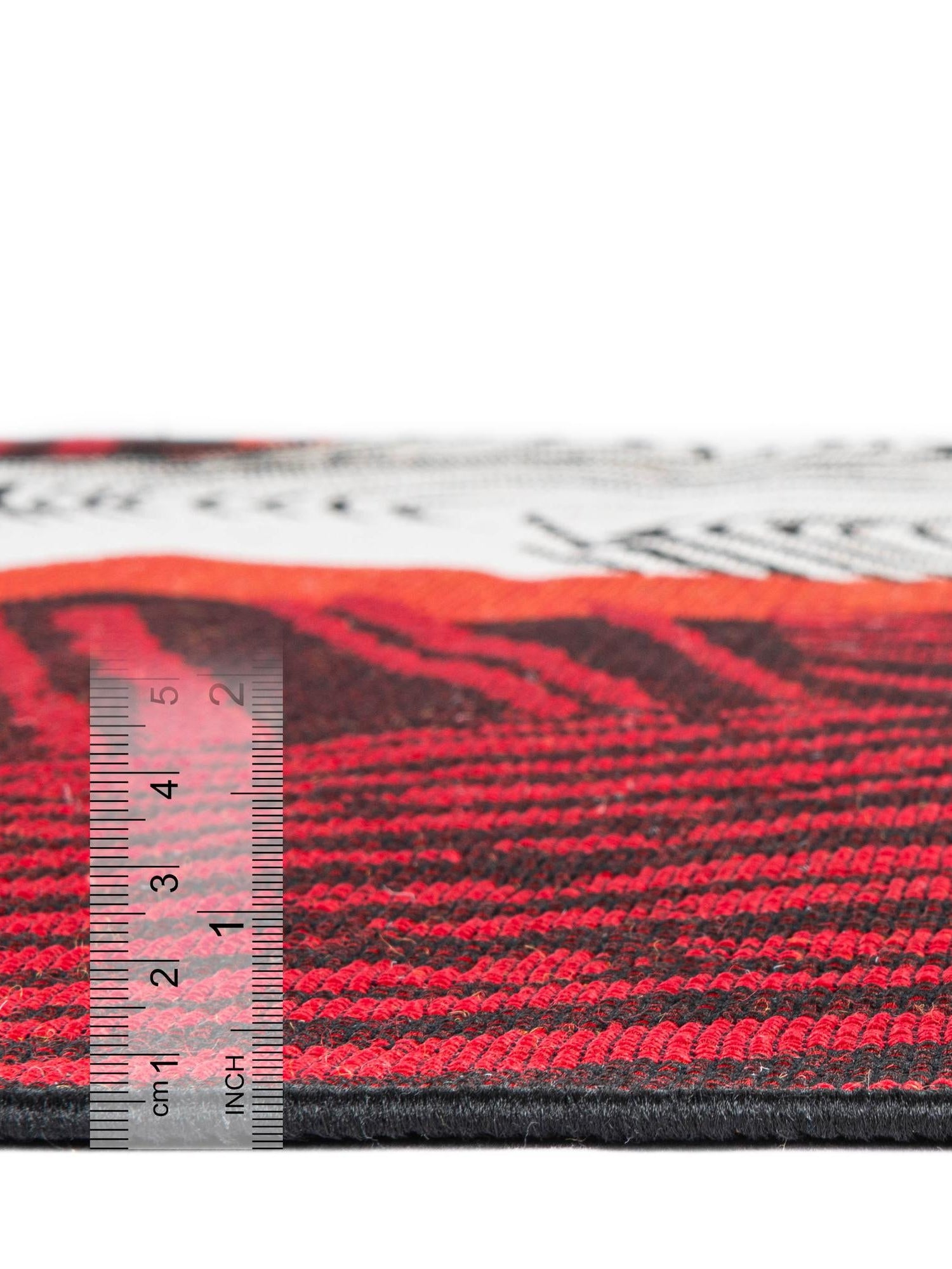 Red and Black 2' x 8' Outdoor Modern Runner Area Rug Weather Resistant for Patio, Deck, Terrace, Balcony, Porch 100% Polypropylene Modern Outside Carpet for Sale at Rug Engine