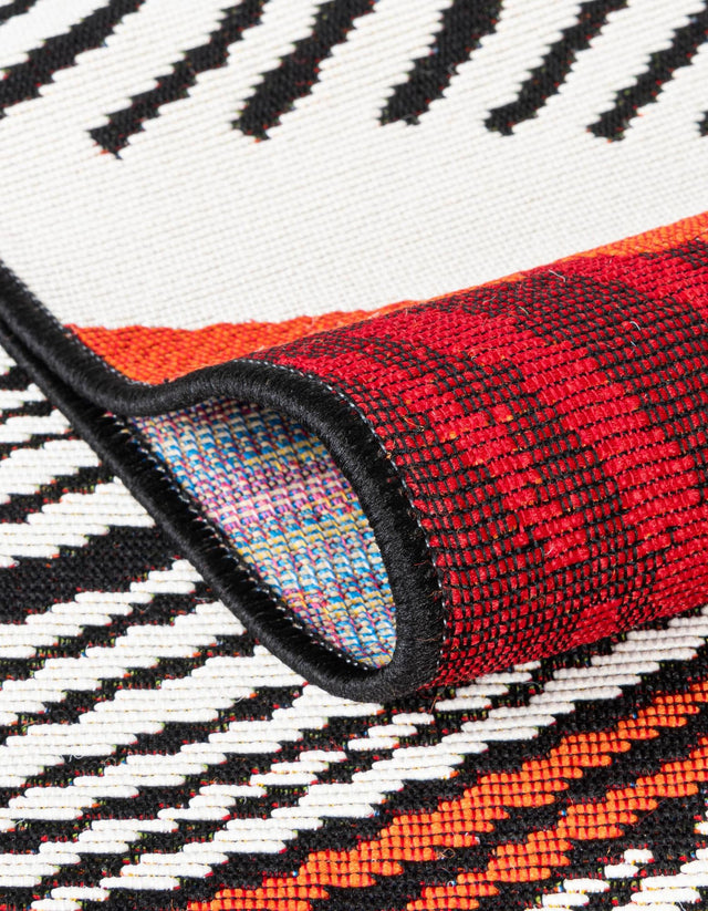 Red and Black 3' x 12' Outdoor Modern Runner Rug
