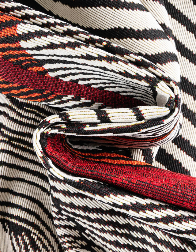 Red and Black 3' x 12' Outdoor Modern Runner Rug