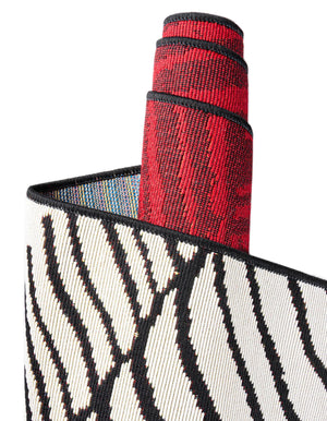 Red and Black 3' x 12' Outdoor Modern Runner Rug