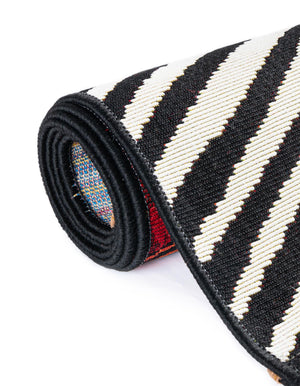 Red and Black 3' x 12' Outdoor Modern Runner Rug