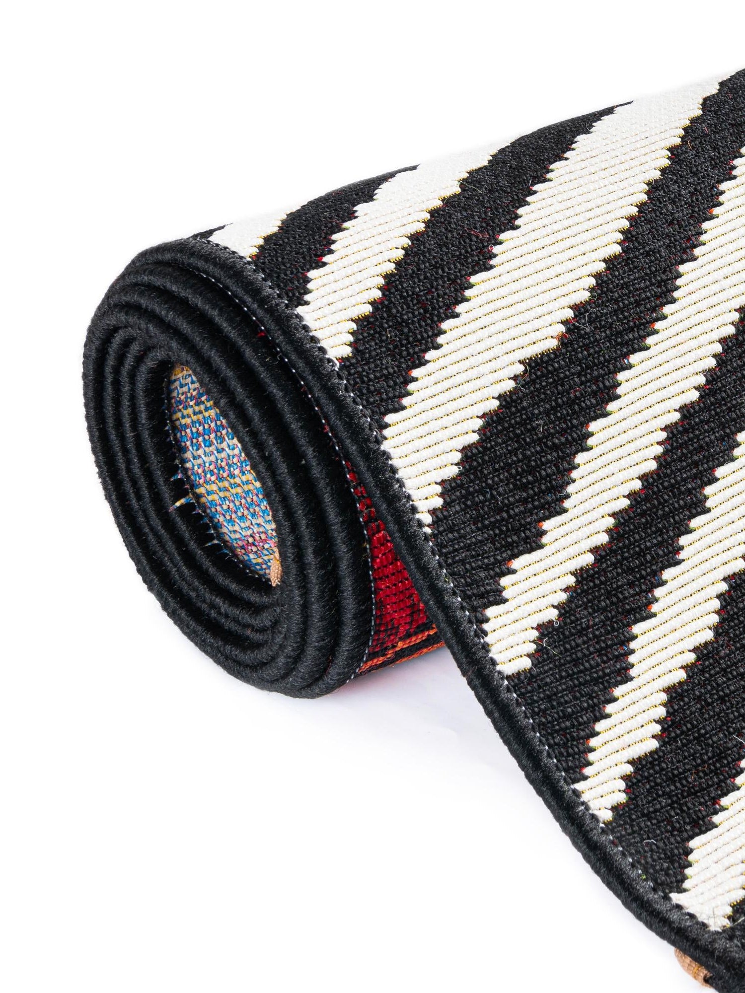 Red and Black 2' x 8' Outdoor Modern Runner Area Rug Weather Resistant for Patio, Deck, Terrace, Balcony, Porch 100% Polypropylene Modern Outside Carpet for Sale at Rug Engine