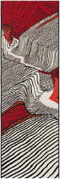 Red and Black 2' x 6' 1 Outdoor Modern Runner Rug