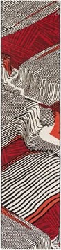 Red and Black 2' x 8' Outdoor Modern Runner Rug