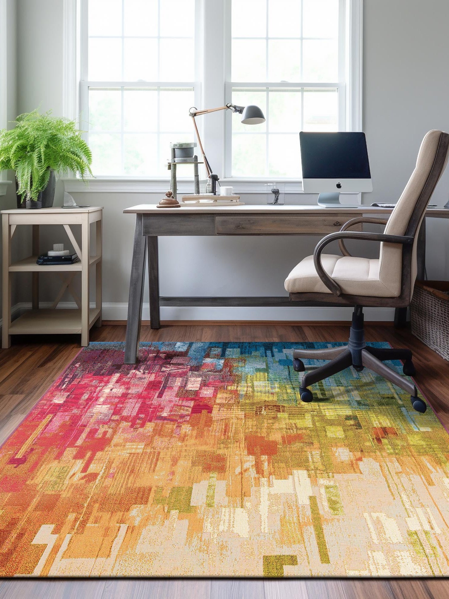 Multicolor 9' x 12' Outdoor Modern Rectangle Area Rug Weather Resistant for Patio, Deck, Terrace, Balcony, Porch 100% Polypropylene Modern Outside Carpet for Sale at Rug Engine