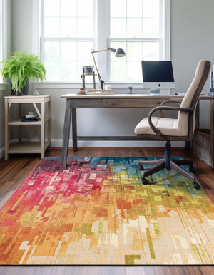 Multicolor 9' x 12' Outdoor Modern Rectangle Area Rug Weather Resistant for Patio, Deck, Terrace, Balcony, Porch 100% Polypropylene Modern Outside Carpet for Sale at Rug Engine