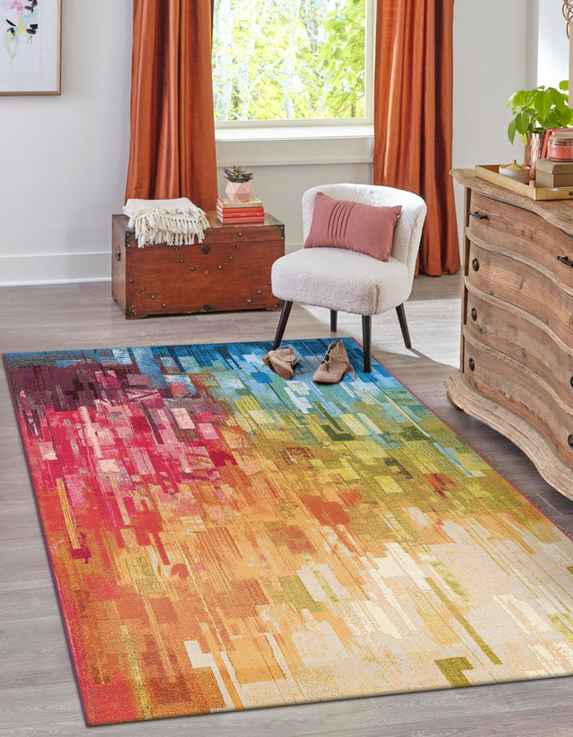 Multicolor 5' 1 x 7' 1 Outdoor Modern Rectangle Rug