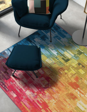 Multicolor 9' x 12' Outdoor Modern Rectangle Area Rug Weather Resistant for Patio, Deck, Terrace, Balcony, Porch 100% Polypropylene Modern Outside Carpet for Sale at Rug Engine