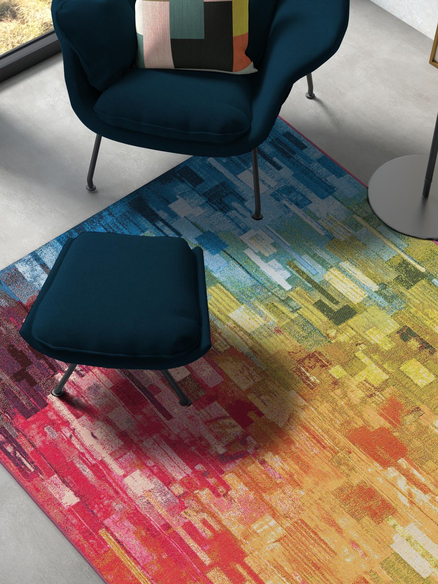 Multicolor 2' x 3' 1 Outdoor Modern Rectangle Area Rug Weather Resistant for Patio, Deck, Terrace, Balcony, Porch 100% Polypropylene Modern Outside Carpet for Sale at Rug Engine