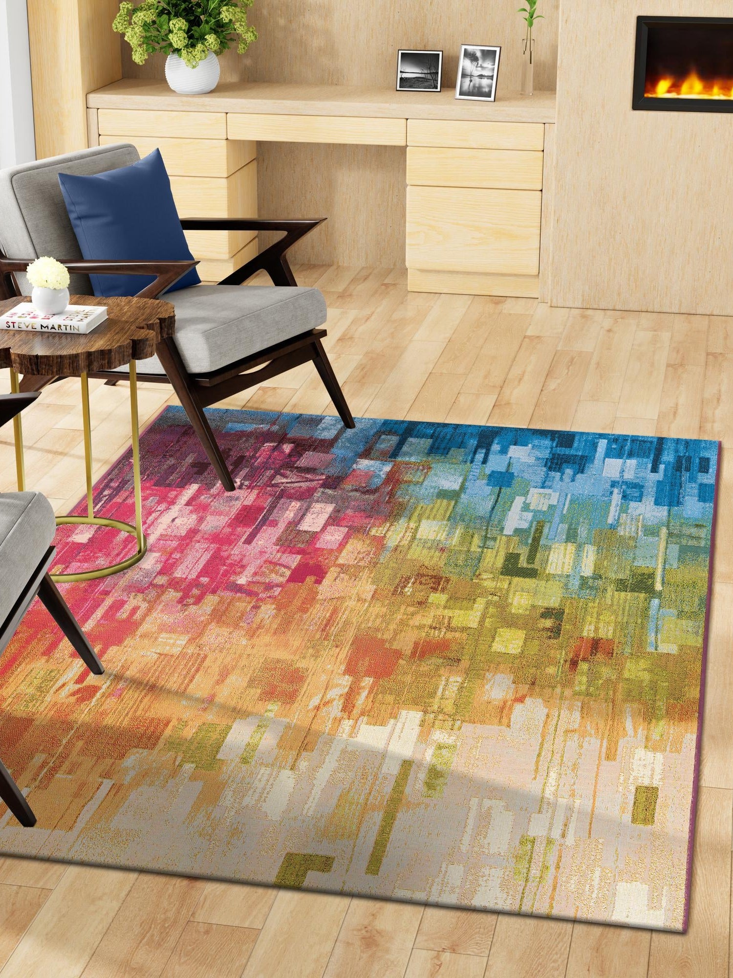 Multicolor 2' x 3' 1 Outdoor Modern Rectangle Area Rug Weather Resistant for Patio, Deck, Terrace, Balcony, Porch 100% Polypropylene Modern Outside Carpet for Sale at Rug Engine