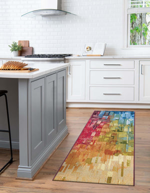 Multicolor 2' 7 x 12' Outdoor Modern Runner Area Rug Weather Resistant for Patio, Deck, Terrace, Balcony, Porch 100% Polypropylene Modern Outside Carpet for Sale at Rug Engine
