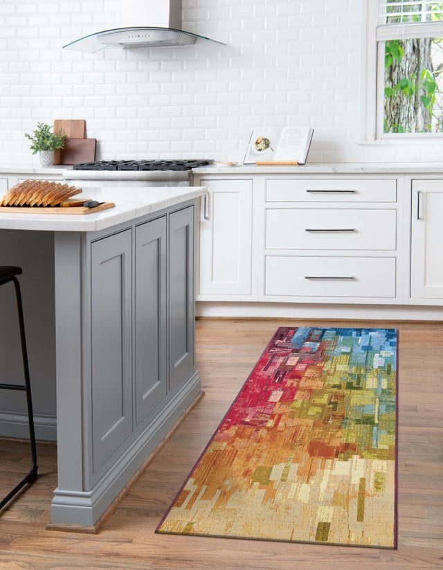 Multicolor 3' x 10' Outdoor Modern Runner Rug