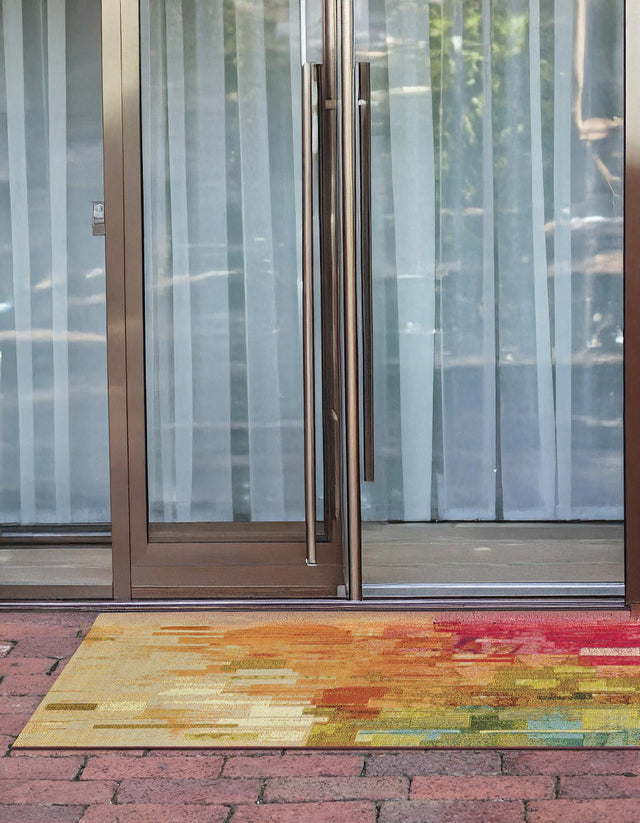 Multicolor 2' 7 x 12' Outdoor Modern Runner Area Rug Weather Resistant for Patio, Deck, Terrace, Balcony, Porch 100% Polypropylene Modern Outside Carpet for Sale at Rug Engine