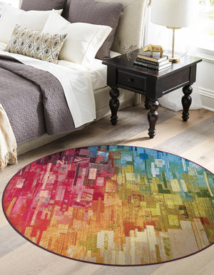 Multicolor 5' 1 x 5' 1 Outdoor Modern Round Rug