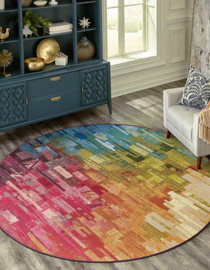 Multicolor 5' 1 x 5' 1 Outdoor Modern Round Rug