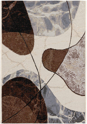 Brown and White 2' x 3' 1 Outdoor Modern Rectangle Area Rug Weather Resistant for Patio, Deck, Terrace, Balcony, Porch 100% Polypropylene Modern Outside Carpet for Sale at Rug Engine