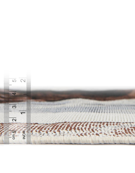 Brown and White 9' x 12' Outdoor Modern Rectangle Rug