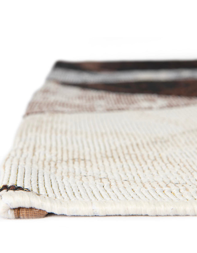 Brown and White 9' x 12' Outdoor Modern Rectangle Rug